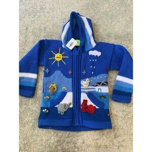 NEW! Peruvian Alpaca Size 4 Kids Handmade Sweater Felt Embroidered Bunny Bird